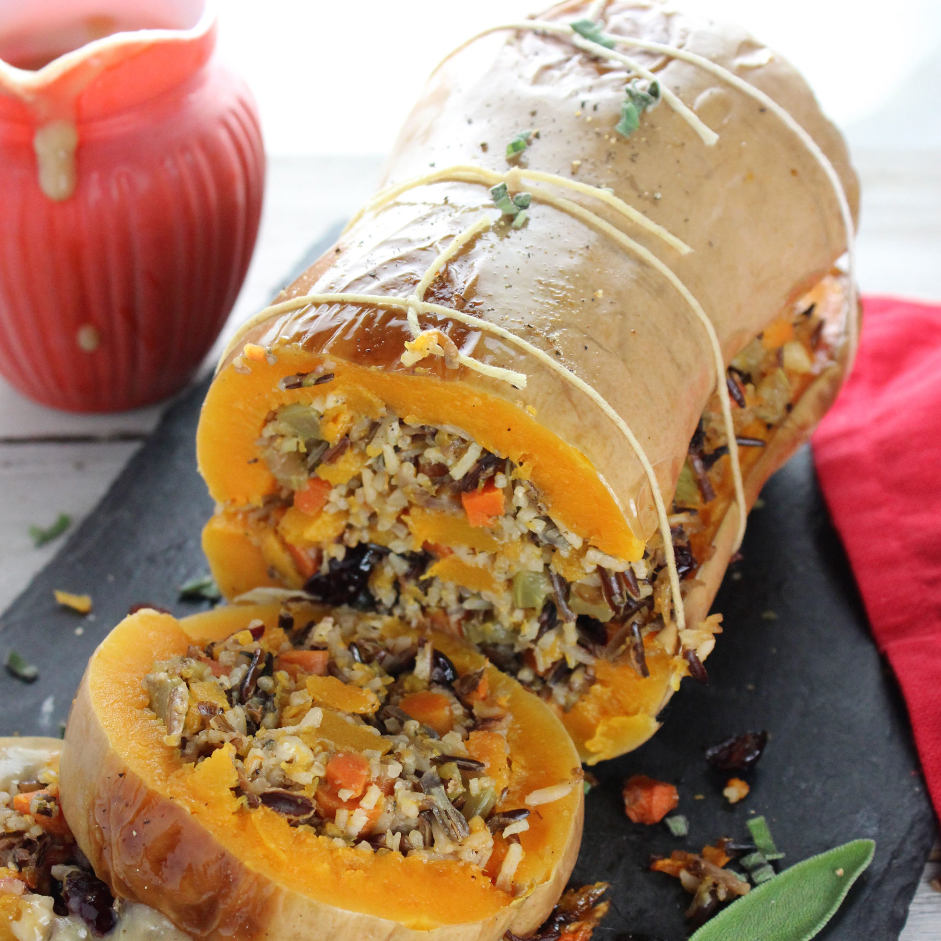 Stuffed Roasted Butternut Squash - Easy Vegan Meal Plan