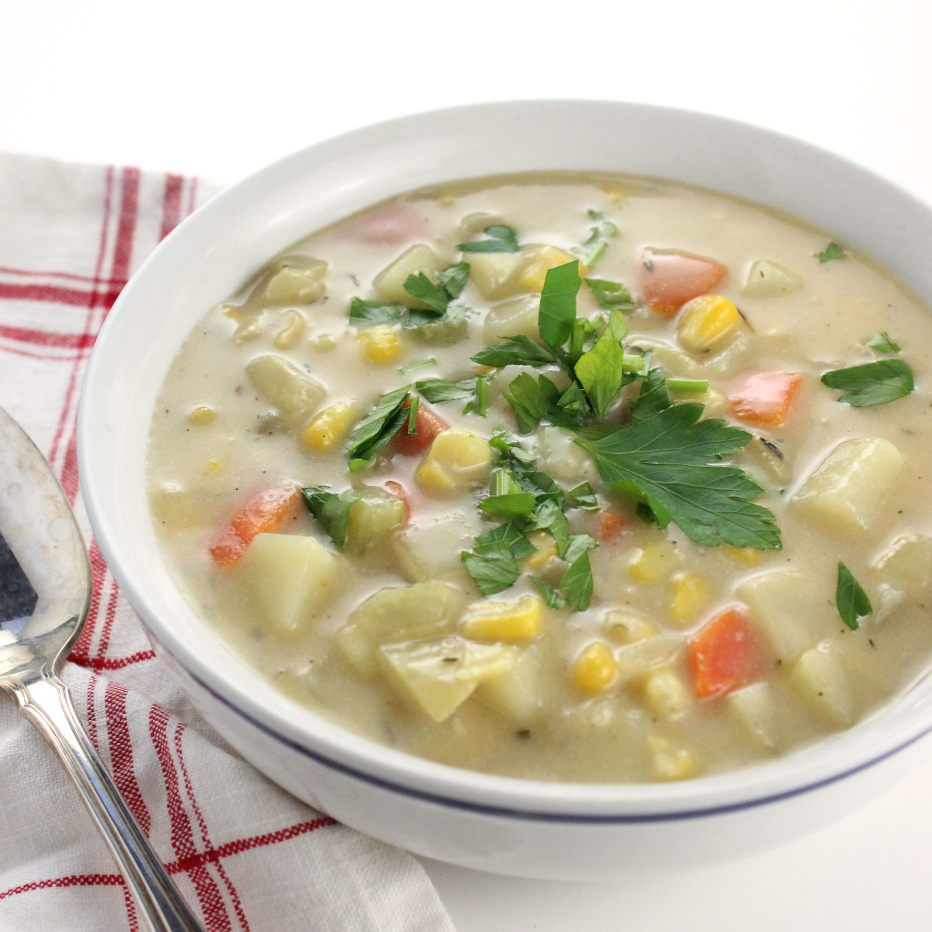 Potato and Corn Chowder - Easy Vegan Meal Plan