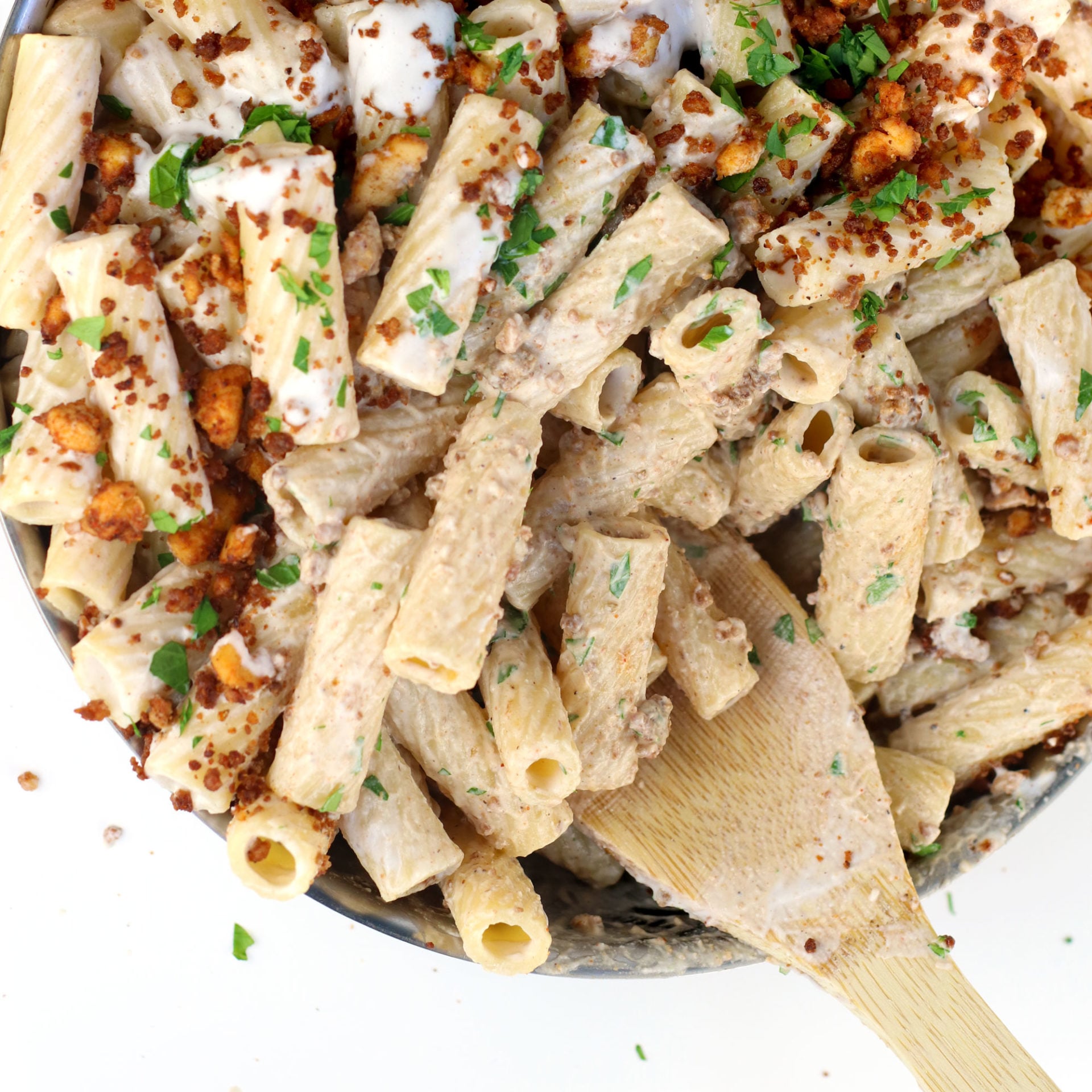 Vegan Chorizo Garlic Cream Pasta - Easy Vegan Meal Plan