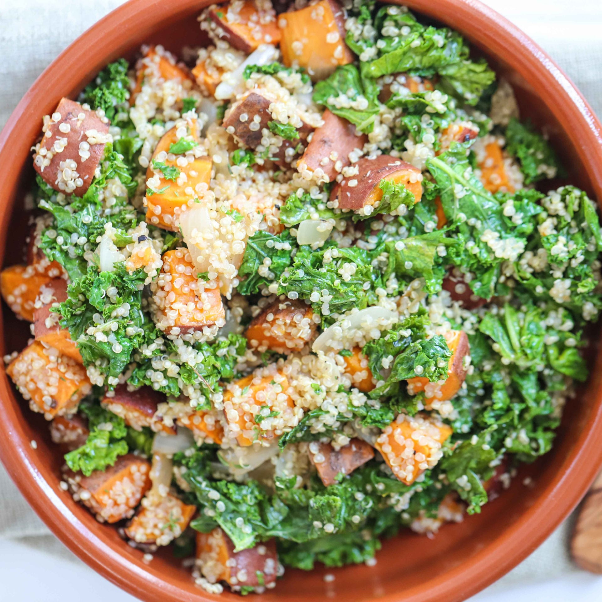 Roasted Sweet Potato, Kale, and Quinoa Salad - Easy Vegan Meal Plan