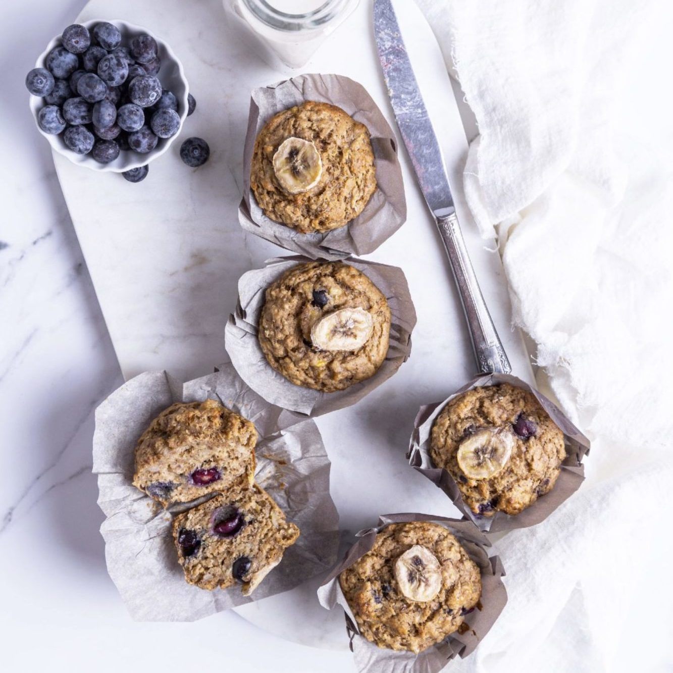 Banana Blueberry Whole Wheat Muffins Easy Vegan Meal Plan