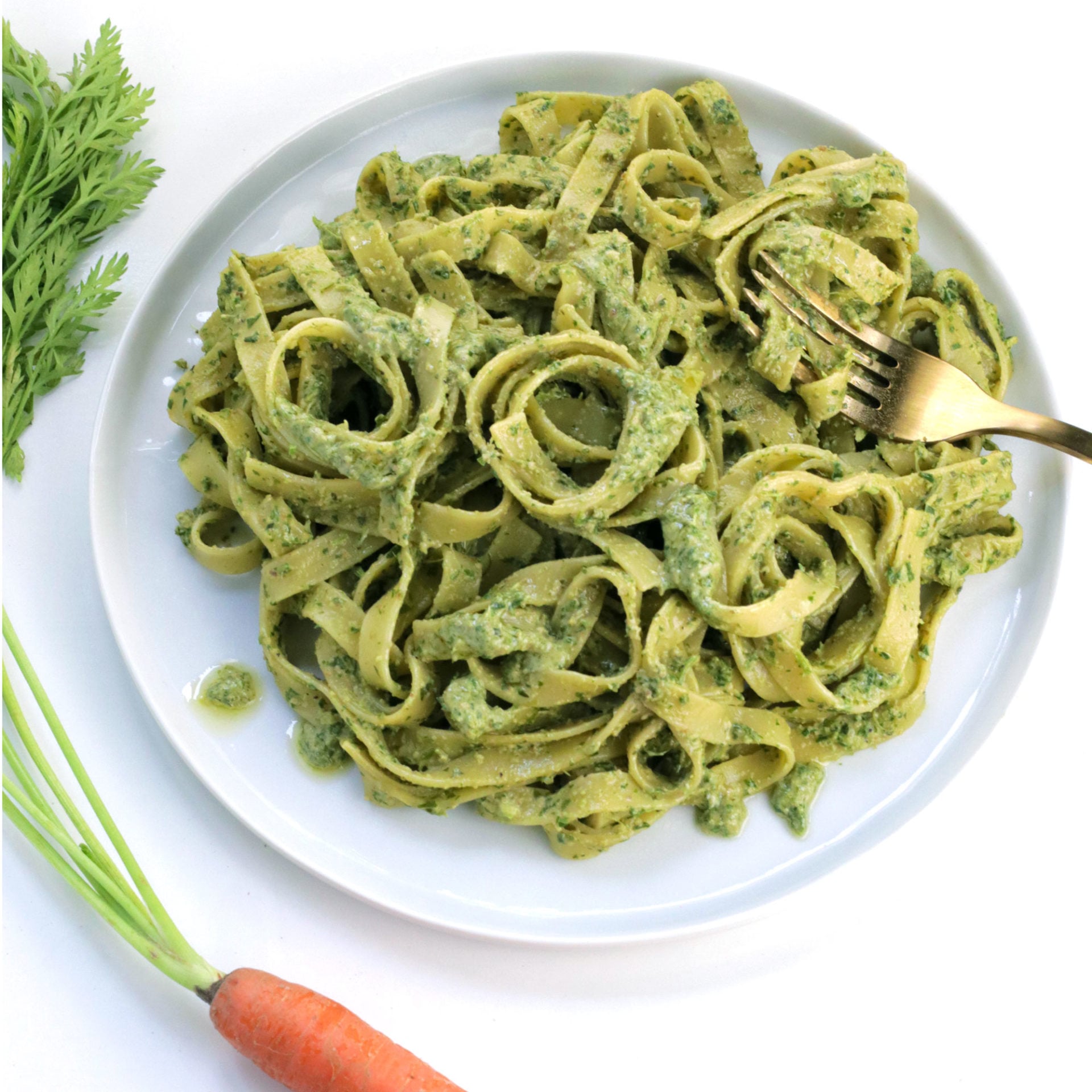 Vegan Carrot Top Pesto - Easy Vegan Meal Plan