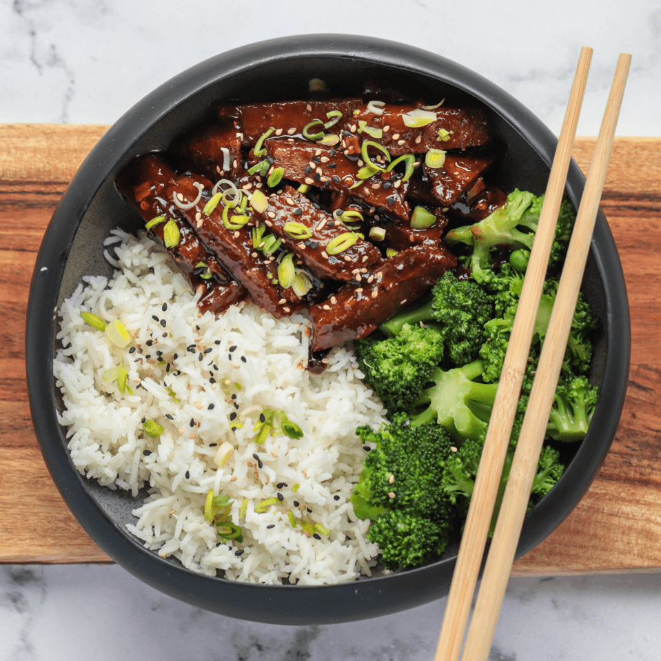 MongolianInspired Seitan/ Tofu/ or Tempeh Easy Vegan Meal Plan