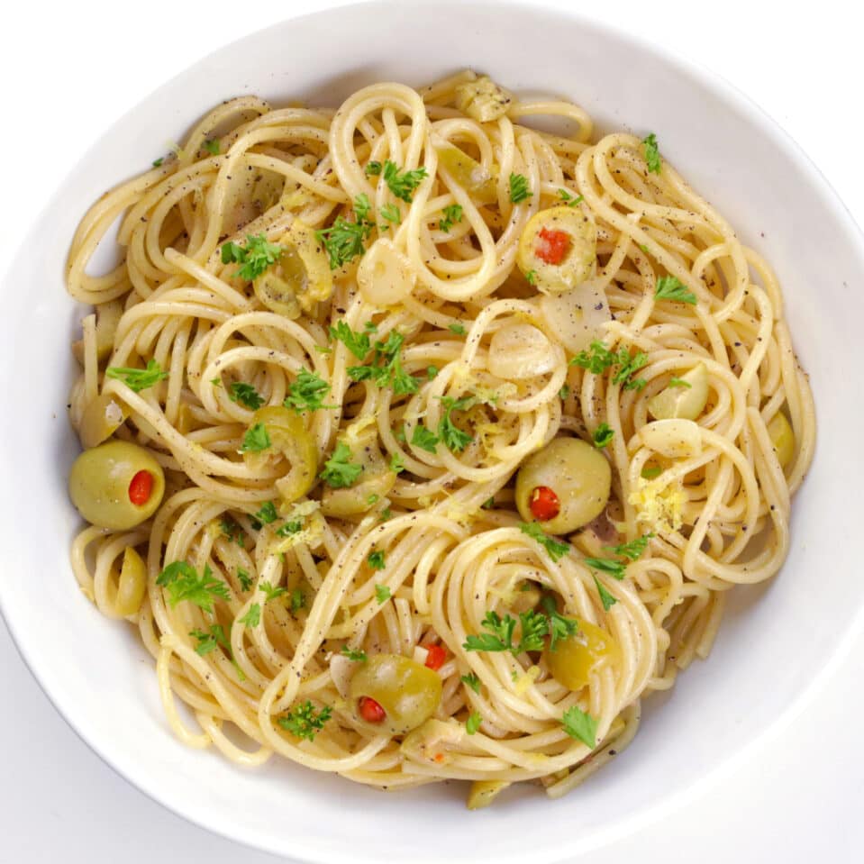 Dirty Martini Pasta Easy Vegan Meal Plan