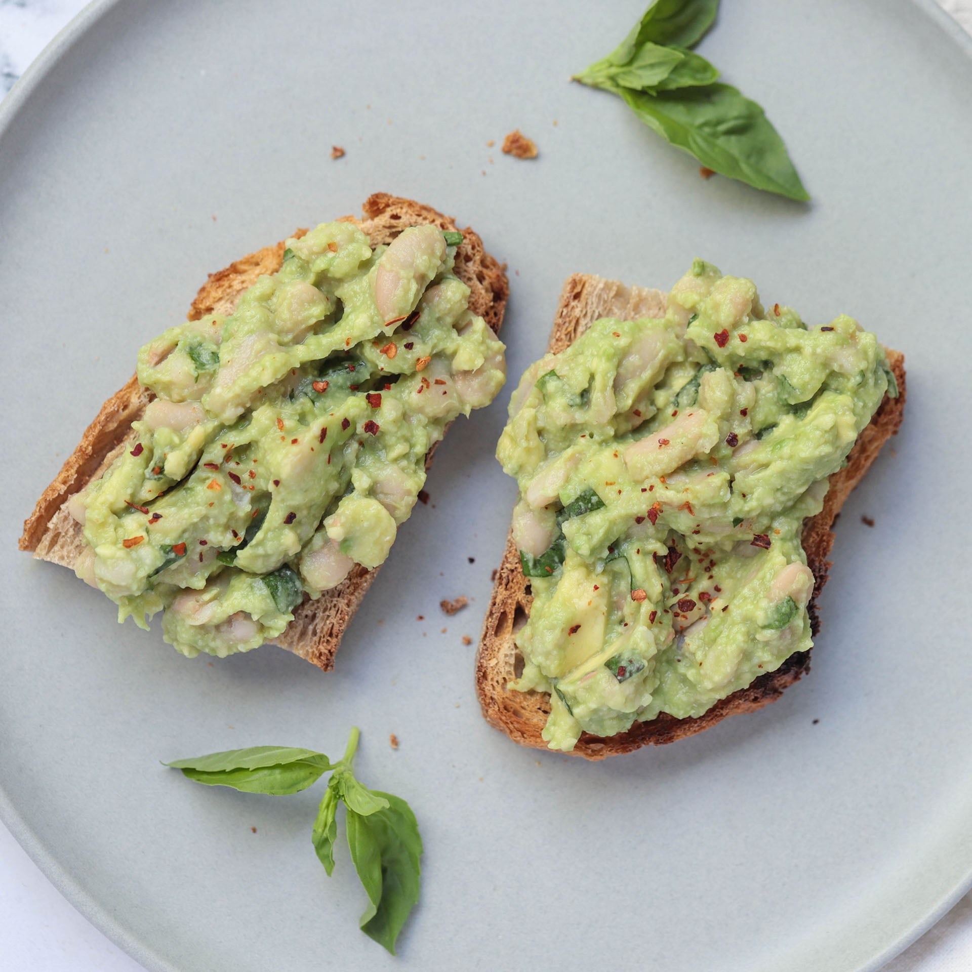 Avocado Pesto Bean Toast - Easy Vegan Meal Plan
