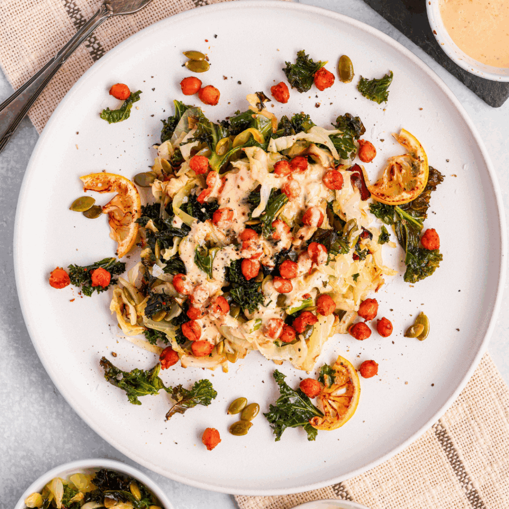 Roasted Cabbage & Crispy Chickpeas - Easy Vegan Meal Plan