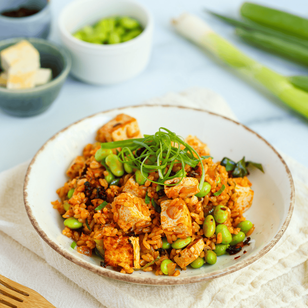 Chili Crisp Fried Tofu Rice - Easy Vegan Meal Plan