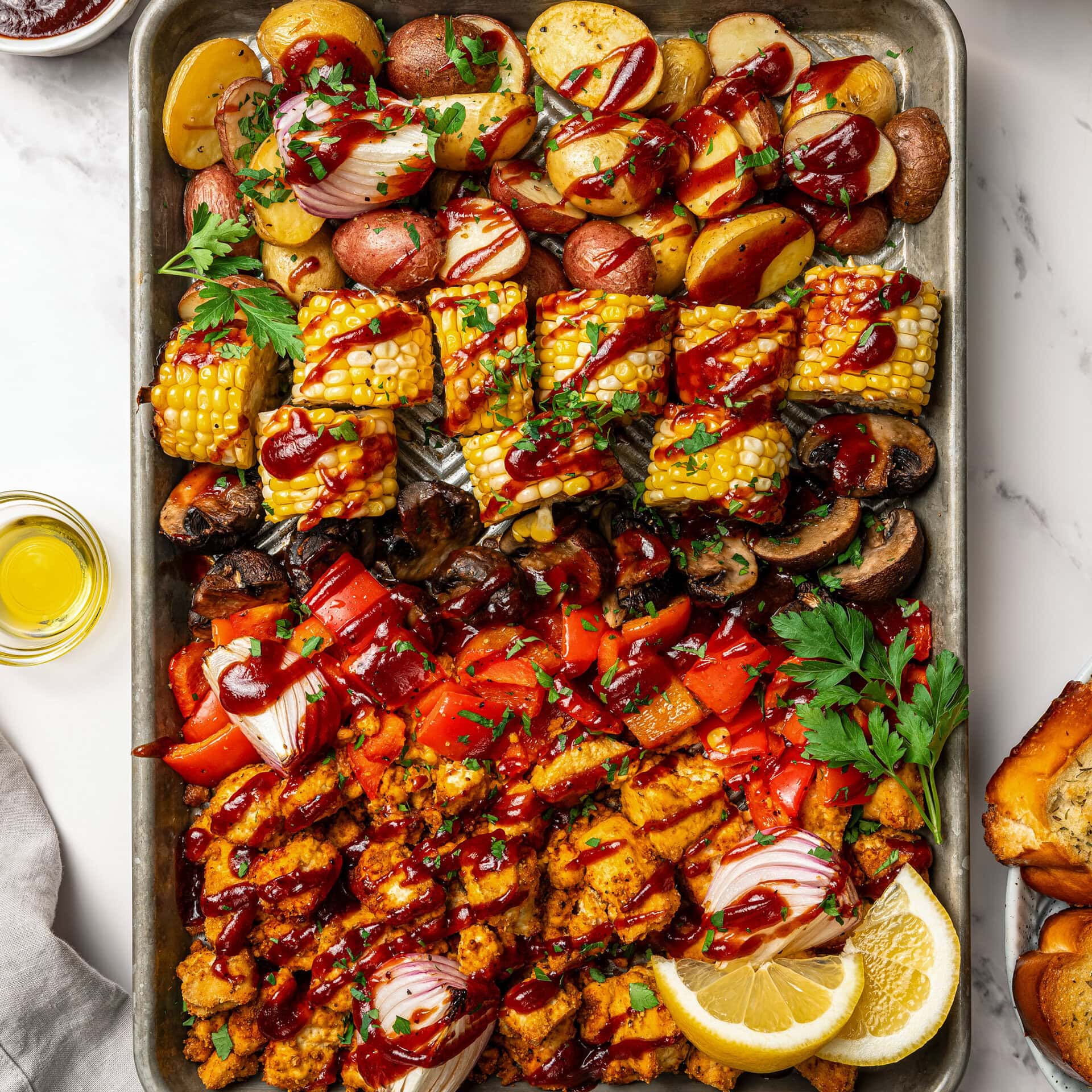 Vegan BBQ Sheet Pan Dinner - Easy Vegan Meal Plan