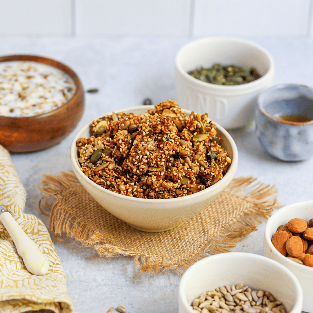 Crunchy Low-Carb Seed Granola - Easy Vegan Meal Plan