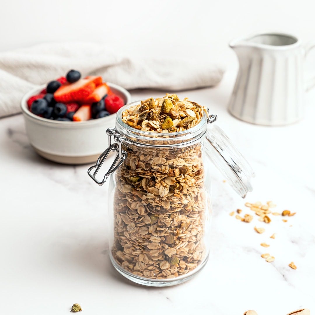 Pistachio Cardamom Granola - Easy Vegan Meal Plan