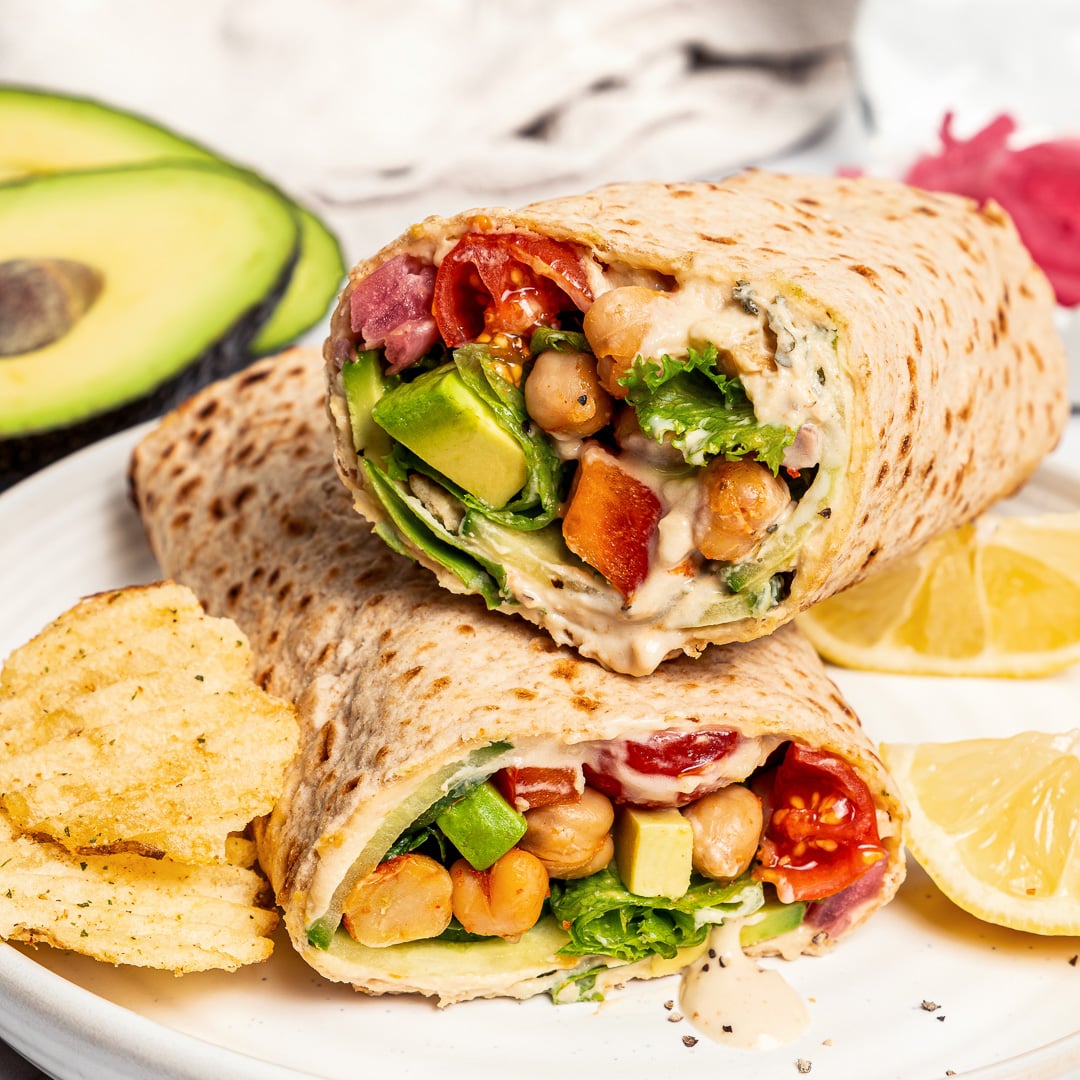 Veggie Wrap with Hummus (Easy, Healthy &amp; Delicious!) - Easy Vegan Meal Plan